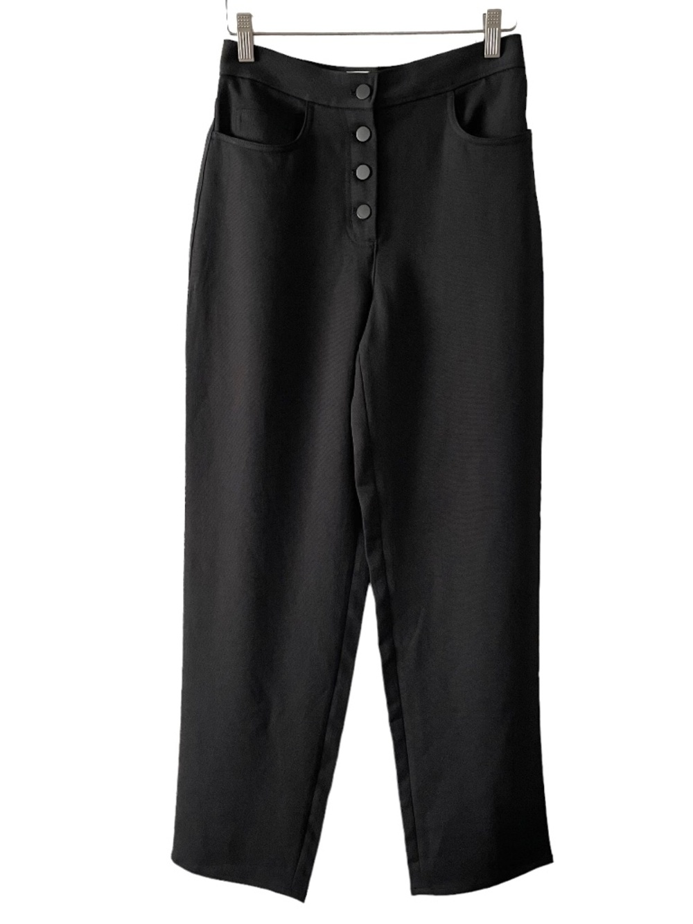 Wilfred Dress Pants Womens 4 Black Crepe High Rise Straight Button Flat Front